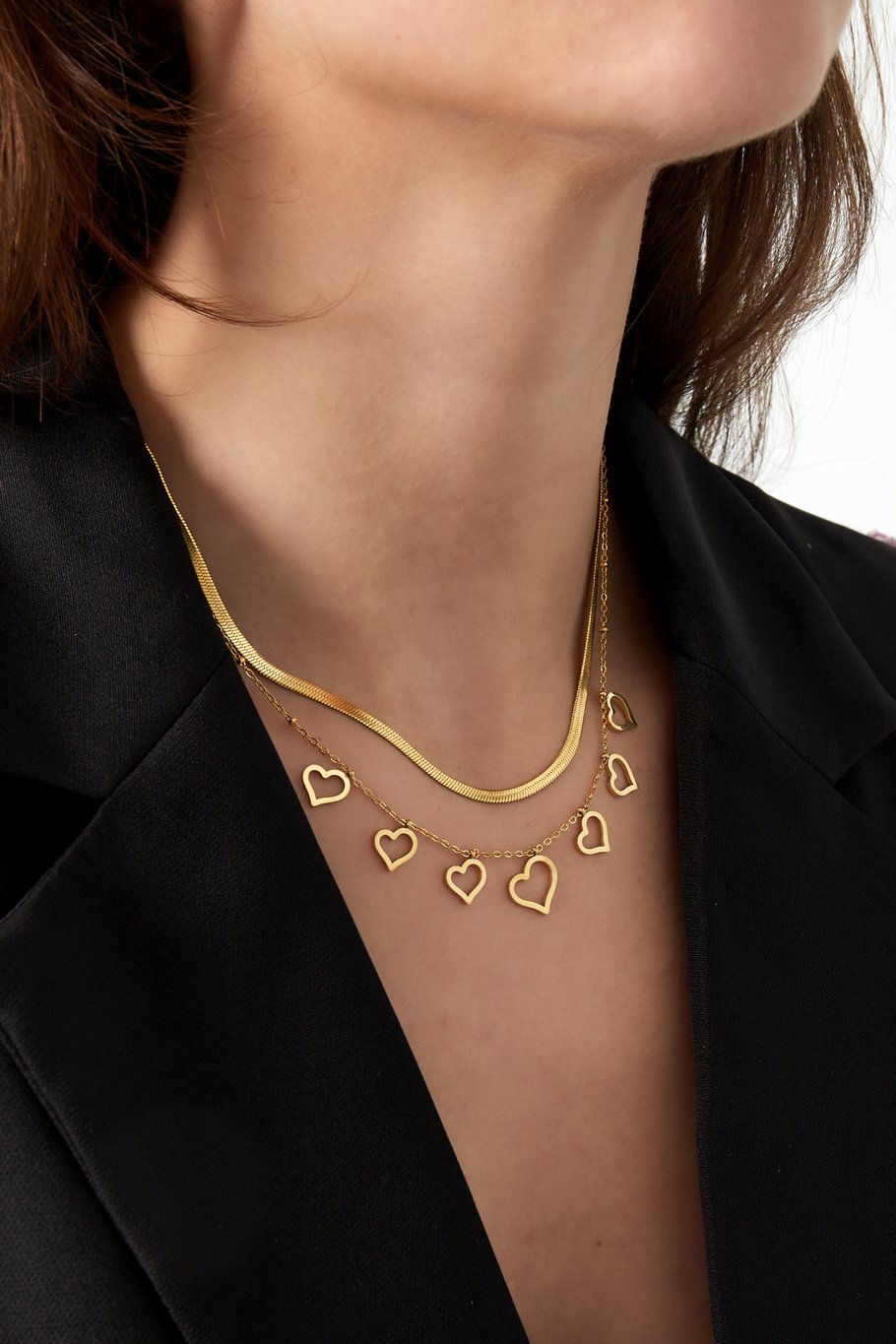 CHUNKY HEART KETTING - GOUD