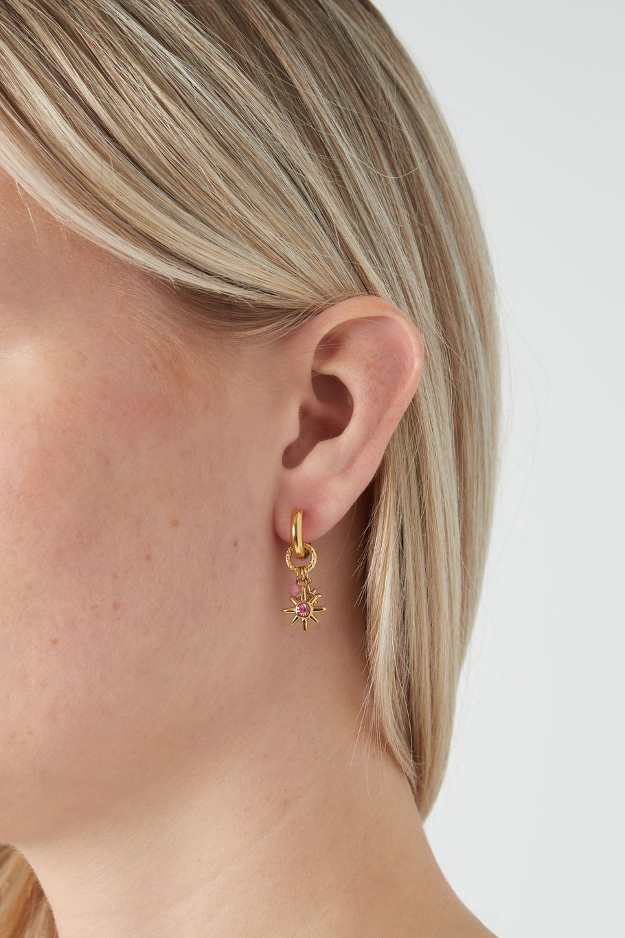 OORBELLEN PINK STARLIGHT - GOUD