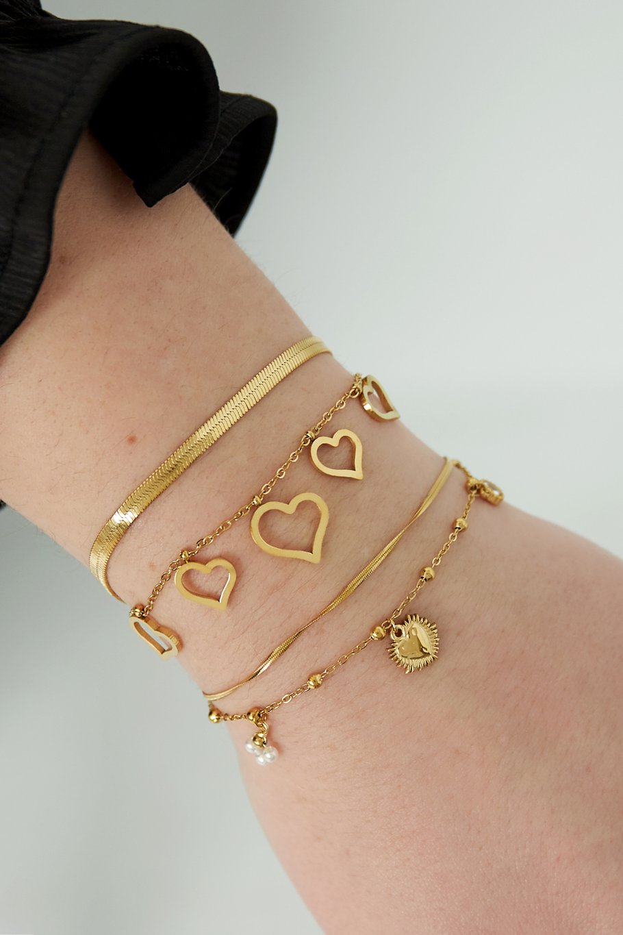 CHUNKY HEART ARMBAND - GOUD