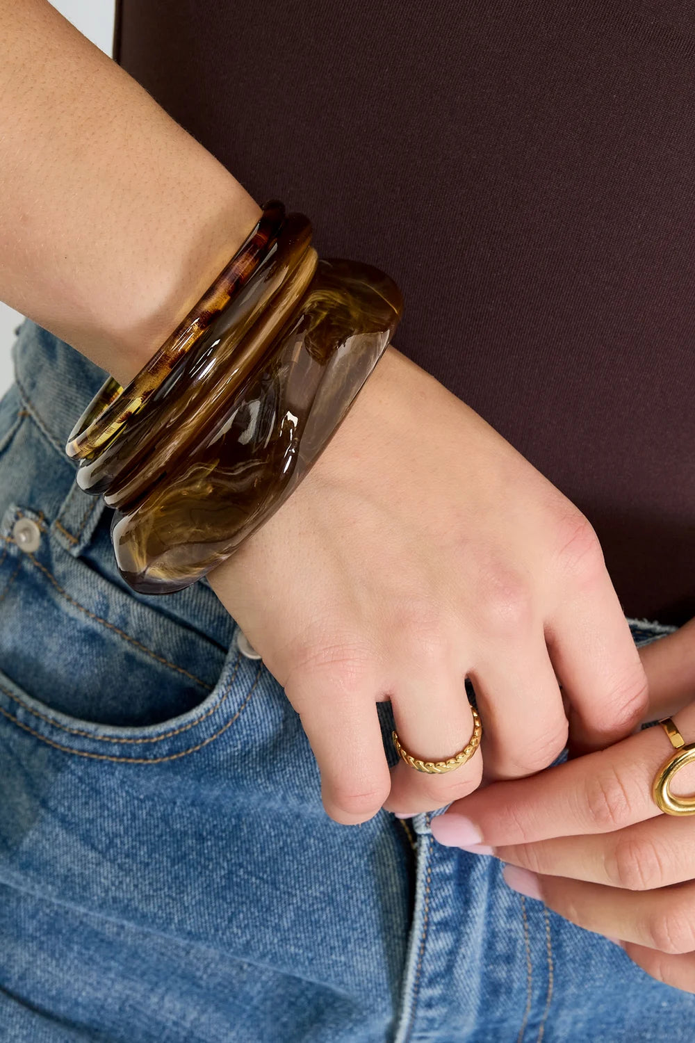 CHUNCKY BANGLE - BROWN