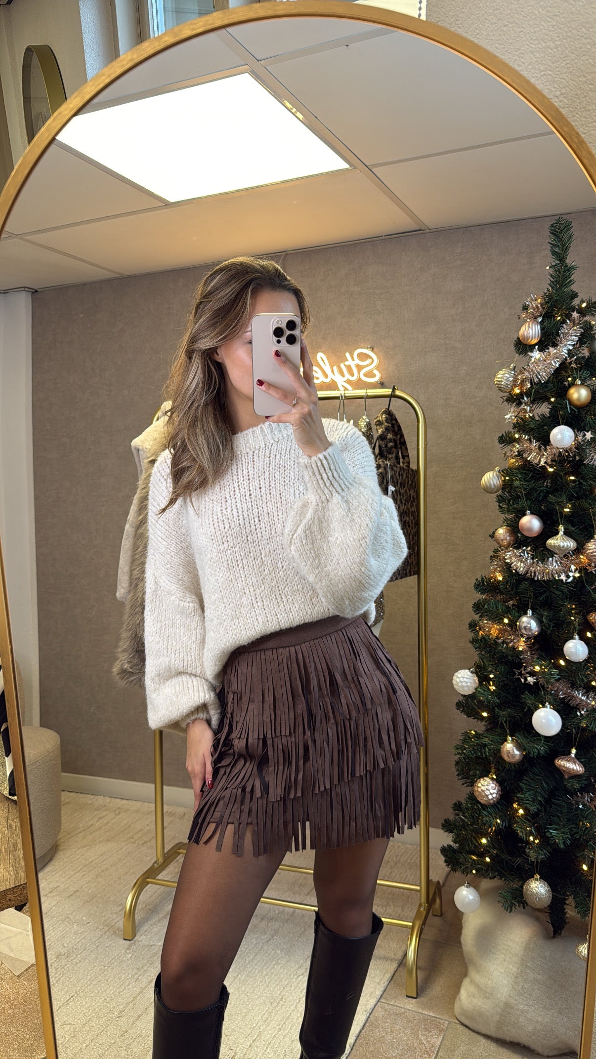 WESTERN RUFFLE SKORT- BROWN