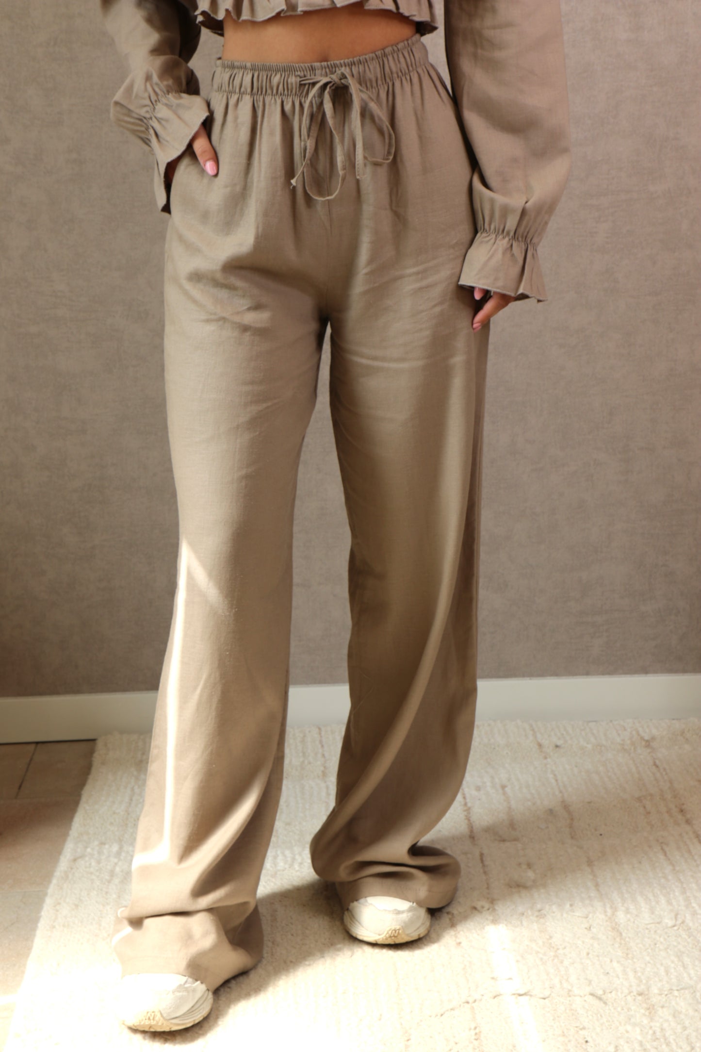NOOR LINNEN PANTS - TAUPE EXTRA TALL