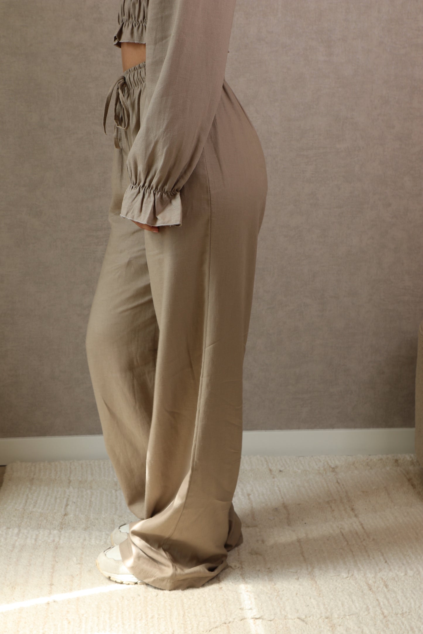 NOOR LINNEN PANTS - TAUPE EXTRA TALL
