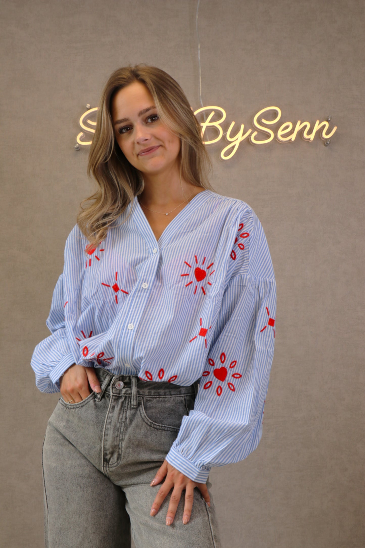 CATO STRIPED BLOUSE