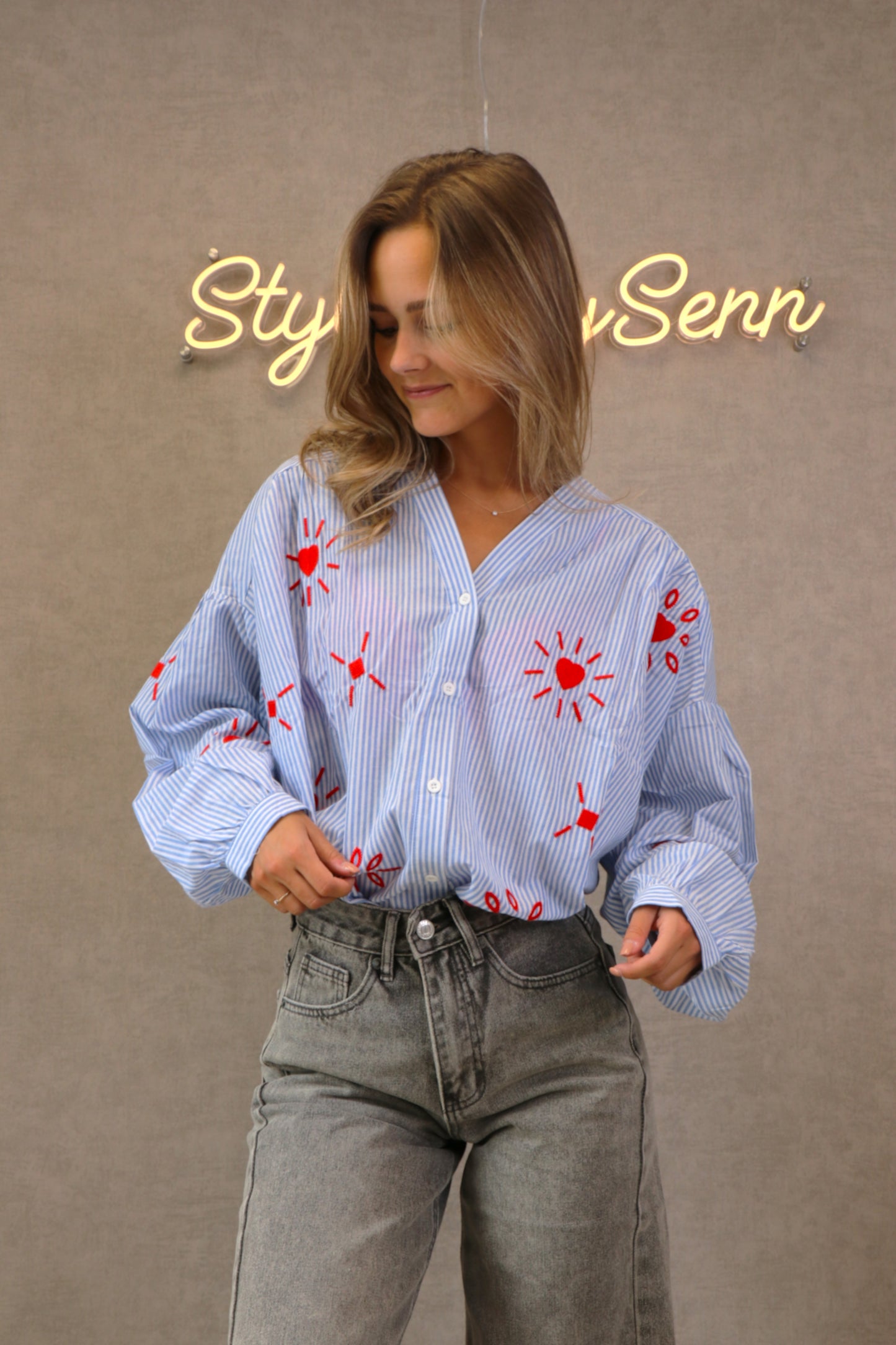 CATO STRIPED BLOUSE
