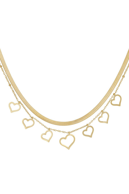 CHUNKY HEART KETTING - GOUD