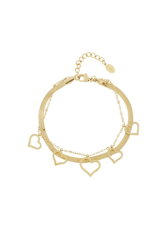 CHUNKY HEART ARMBAND - GOUD