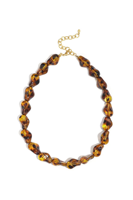 CHUNKY KRALEN KETTING - BROWN
