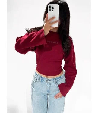REDEFINED LONG SLEEVE TOP - RED